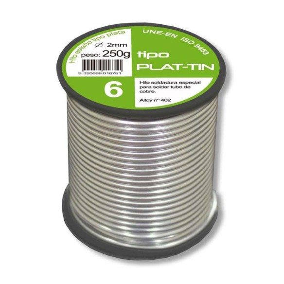 HILO DE SOLDAR PLAT-TIN SN/CU TIPO PLATA 6 Ø2MM. 250G
