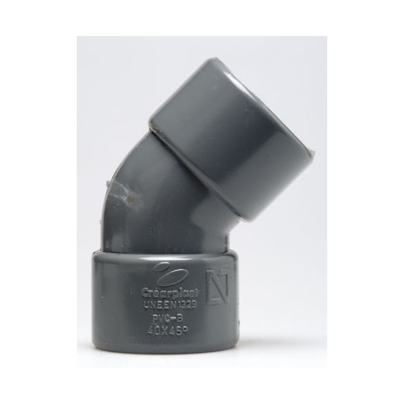 CODO 45º HEMBRA PVC EVACUACION CREARPLAST 33 MM