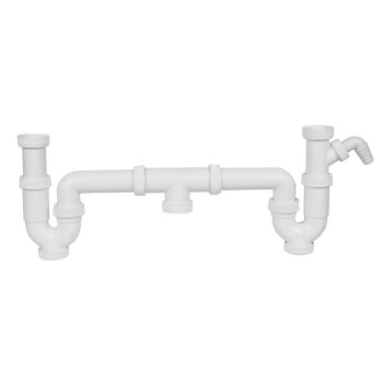 SIFON CURVO DOBLE EXTENSIBLE FREGADERO MIRTAK CON TOMA LAVADORA