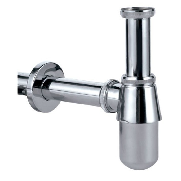 SIFON BOTELLA LATON CROMADO MIRTAK CON ALARGADERA Y Y PLAFON