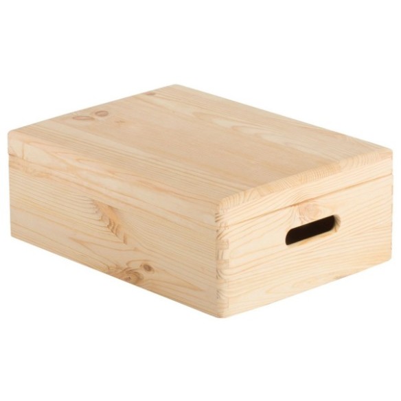 CAJA DE MADERA DE PINO CON TAPA 40X30X14CM