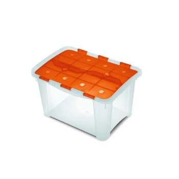 CAJA MULTIUSOS HOME BOX NARANJA/TRANSPARENTE 25L