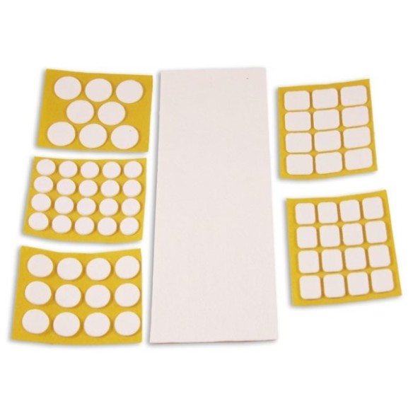 DESLIZADORES FIELTRO BLANCO SURTIDO 69 UNIDADES