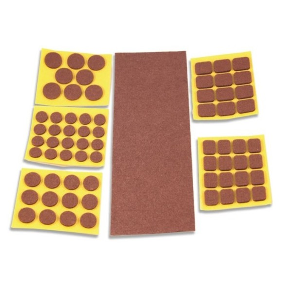 DESLIZADORES FIELTRO MARRÓN SURTIDO 69 UNIDADES