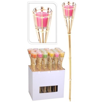 ANTORCHAS DE BAMBÚ CON VELA DE CITRONELA 76CM