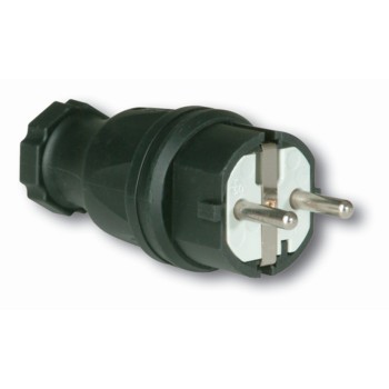 CLAVIJA GOMA 16A 250V NEGRO (RETRÁCTIL)