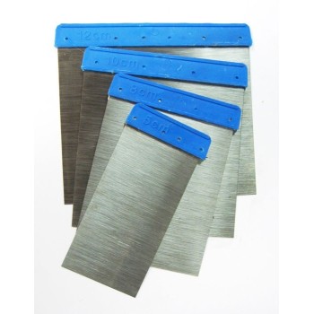 JUEGO ESPATULAS NESPOLI 910788E EMPLASTECER INOX 5-8-10-12CMS MANGO AZUL