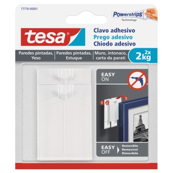 CLAVO ADHESIVO PARED PINTADA HASTA 2KG 2UDS.