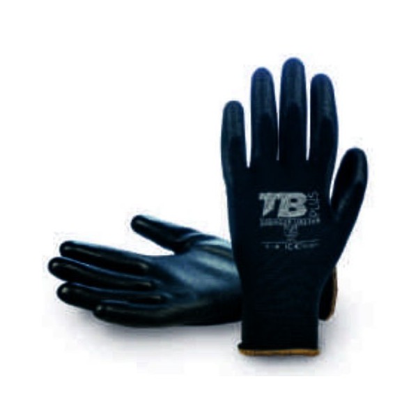 GUANTE POLIÉSTER NEGRO SIN COSTURAS. RECUBRIMIENTO POLIURETANO NEGRO EN PALMA. GALGA 13. 10