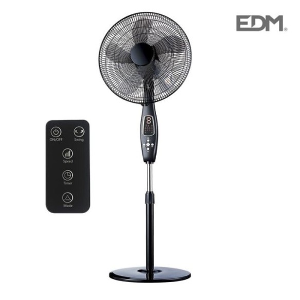 VENTILADOR DE PIE 40 CM CON MANDO 60W BLACK SERIES EDM