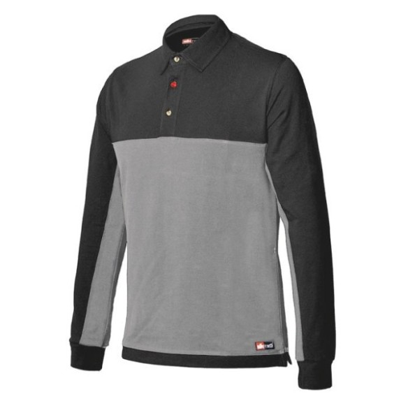 POLO M. LARGA ISSA 8776 STRETCH  GRIS/NEGRO  T-M