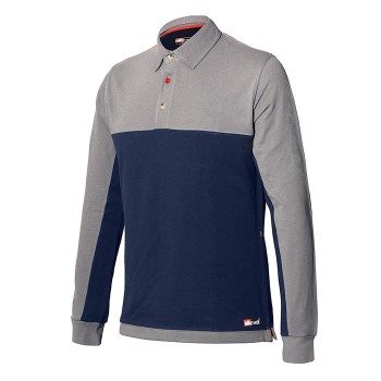 POLO M. LARGA ISSA 8776 STRETCH  MARINO/GRIS  T-XXL