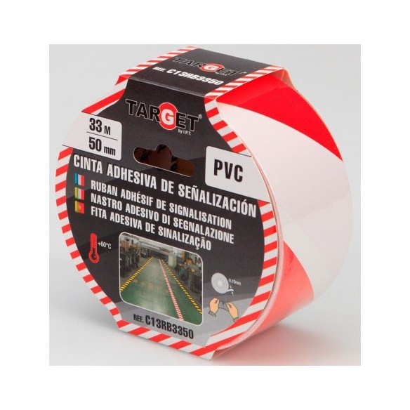 CINTA SEÑALIZACION TARGET 33 M X 50 MM BLANCA ROJA