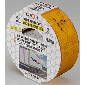 CINTA REFLECTANTE HOMOLOGADA TARGET 25 M X 50 MM AMARILLA