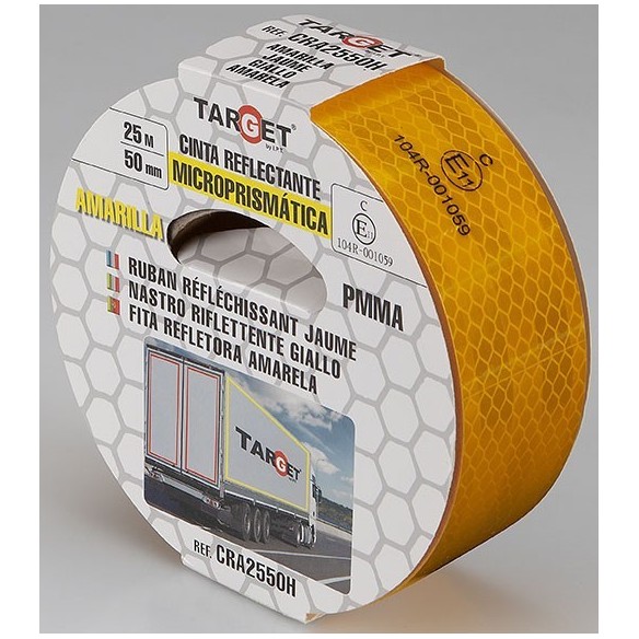 CINTA REFLECTANTE HOMOLOGADA TARGET 25 M X 50 MM AMARILLA
