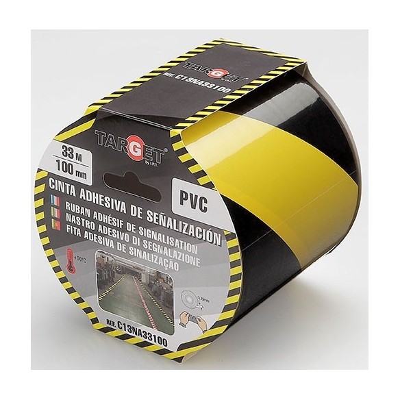 CINTA SEÑALIZACION TARGET 33 M X 100 MM AMARILLA NEGRA