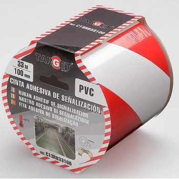 CINTA SEÑALIZACION TARGET 33 M X 100 MM ROJA BLANCA