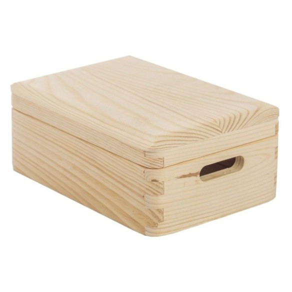 CAJA DE MADERA DE PINO MACIZO CON TAPA SIN BARNIZ 20X15X09 ASTIGARRAGA