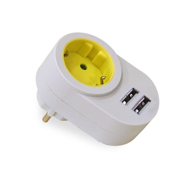 ADAPTADOR TT LATERAL  16A-250V 2 USB