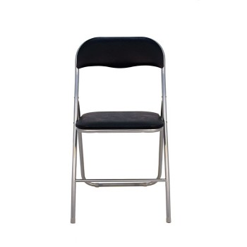 SILLA PLEGABLE CON ASIENTO Y RESPALDO SIMIL PIEL NEGRO PROCOTA(*)
