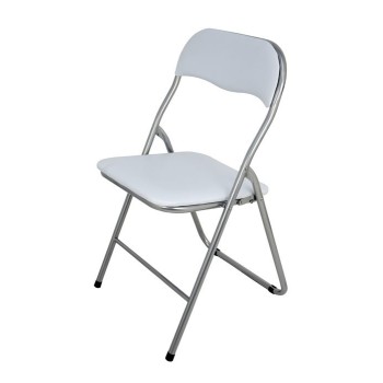 SILLA PLEGABLE CON ASIENTO Y RESPALDO SIMIL PIEL BLANCO PROCOTA(*)