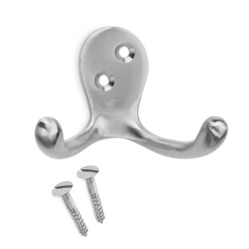 COLGADOR CLASICO DOBLE DE LATON NIQUEL SATINADO