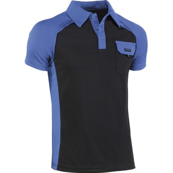 POLO TOP RANGE. COLOR NEGRO CON DETALLES EN AZULINA. T.M