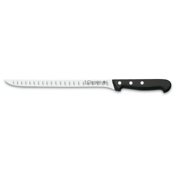 CUCHILLO JAMONERO ALVEOLADO I.POM 24 cm - 9.5 D 3CLAVELES