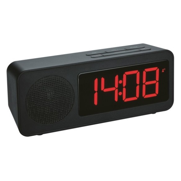 RELOJ DIGITAL NEGRO CON RADIO FM Y TERMOMETRO 60.2546.01