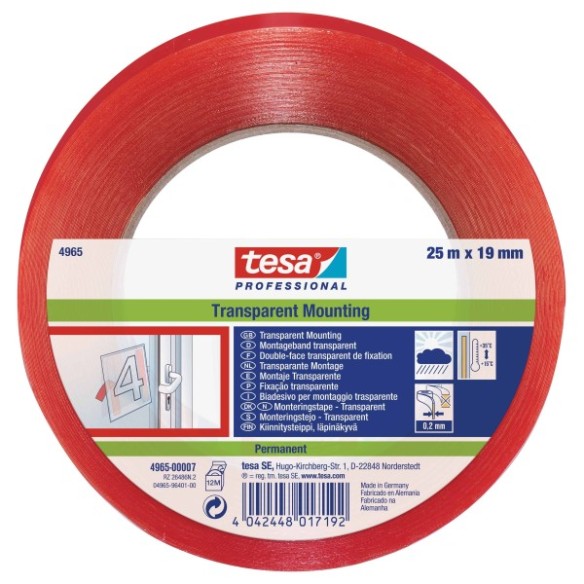 CINTA DOBLE CARA TRANSPARENTE MOUNTING PRO 25MX19MM TESA
