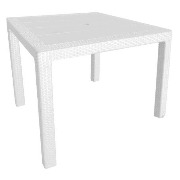 MESA PLASMIR ELEGANTE RATAN TECNOPOLIMERO+FIBRA DE VIDRIO CUADRADA 80x80x72 CM BLANCA