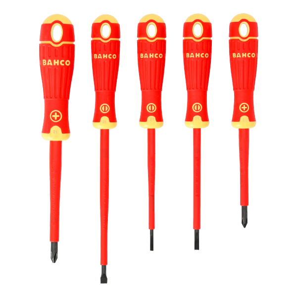 JUEGO DE 5 DESTORNILLADORES PHILLIPS RANURADOS AISLADOS BAHCO
