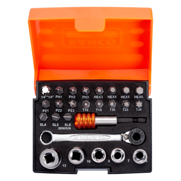 JUEGO PUNTAS CON CARRACA 26 PZAS BAHCO