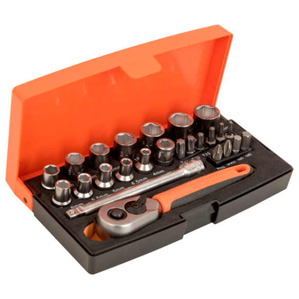 JUEGO DE VASOS DE 1/4" 25 PZAS. BAHCO