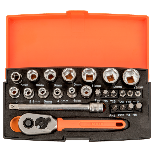 JUEGO DE VASOS DE 1/4" 25 PZAS. BAHCO