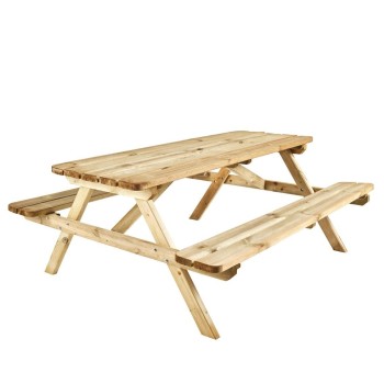 MESA PICNIC BANCOS ABATIBLES 180X170XH76 CM PARA 6 PERSONAS MADERA 38MM.