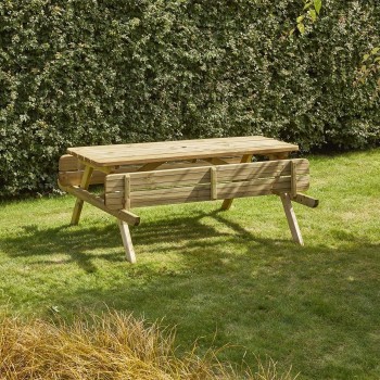 MESA PICNIC BANCOS ABATIBLES 180X170XH76 CM PARA 6 PERSONAS MADERA 38MM. 2