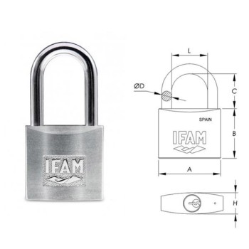 CANDADO IFAM SERIE Z ARCO LARGO 25 MM ACERO NIQUELADO