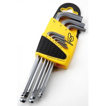 JUEGO LLAVES BIANDITZ HEXAGONAL A BOLA LARGAS 9PZAS 1,5-10MM
