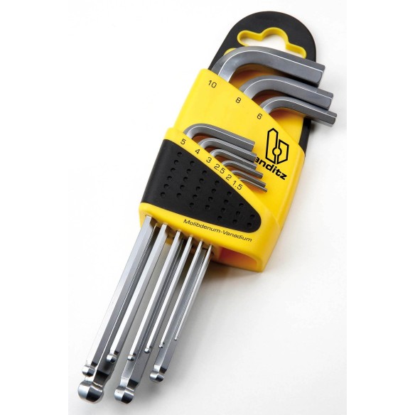JUEGO LLAVES BIANDITZ HEXAGONAL A BOLA LARGAS 9PZAS 1,5-10MM