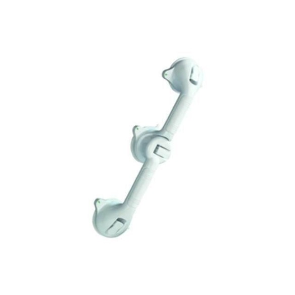 ASIDERO AYUDA TRIO VENTOSAS PARED 49 CM RESINA BLANCO, CON INDICADOR ANCLAJE SEGURO