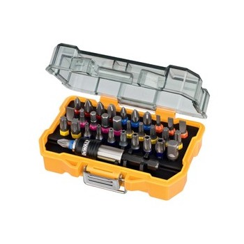JUEGO 32 PUNTAS,PZ,PH,PL,TORX,TORX INOX.HEXAGONAL Y ADAPTADOR DEWALT