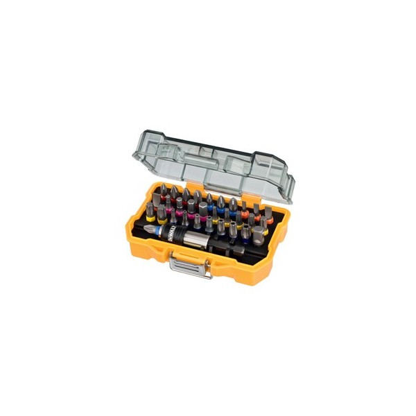 JUEGO 32 PUNTAS,PZ,PH,PL,TORX,TORX INOX.HEXAGONAL Y ADAPTADOR DEWALT