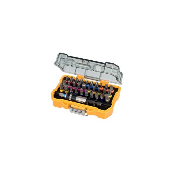 JUEGO 32 PUNTAS,PZ,PH,PL,TORX,TORX INOX.HEXAGONAL Y ADAPTADOR DEWALT