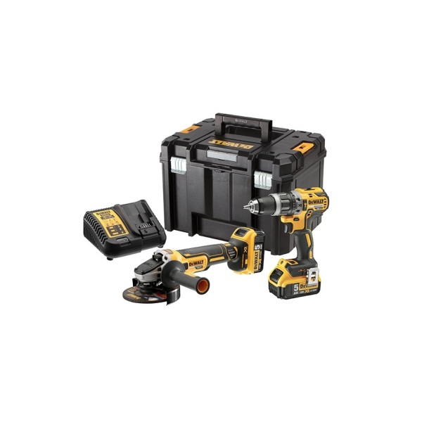KIT XR 18V TALADRO PERCUTOR+AMOLADORA+2 BATERÍAS LI-ION+MALETIN DEWALT