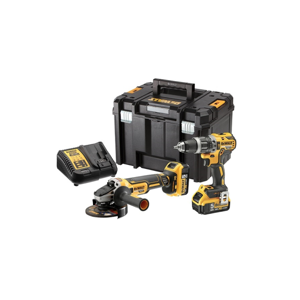 KIT XR 18V TALADRO PERCUTOR+AMOLADORA+2 BATERÍAS LI-ION+MALETIN DEWALT