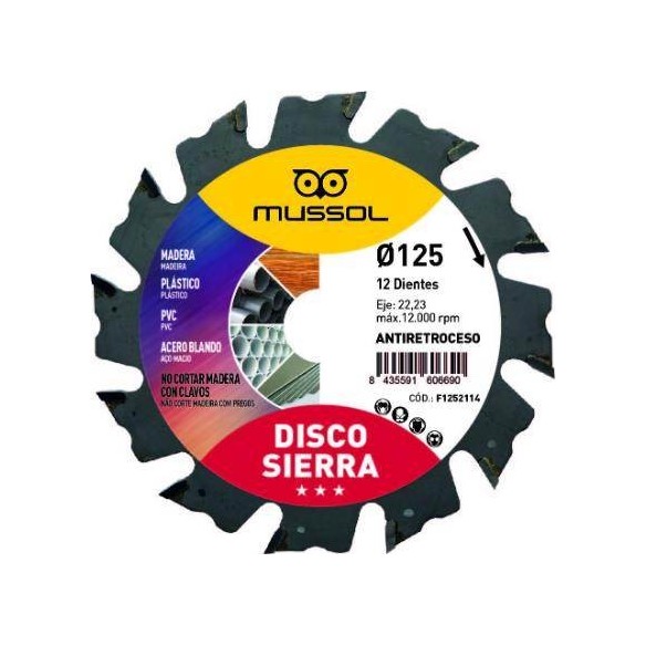 DISCO WIDIA MUSSOL 125X2,4 MM 8 DIENTES