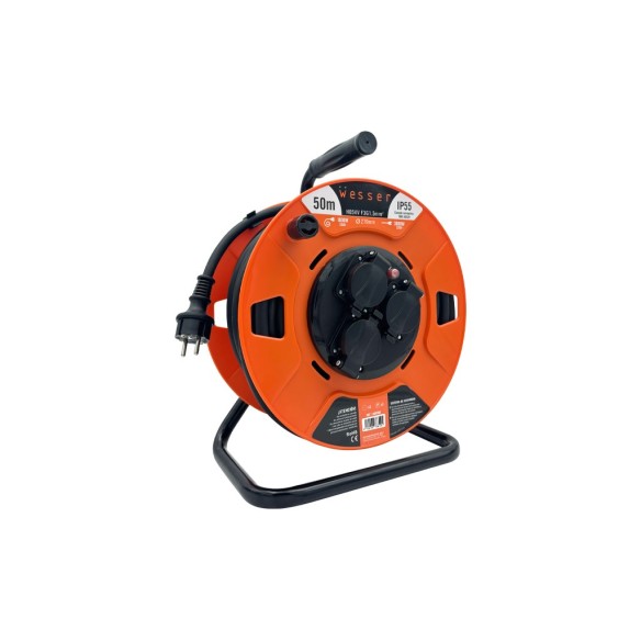 TAMBOR CON TAPAS Y CABLE  PVC- IP55 25M H05VV-F, 3G1.5 MM2