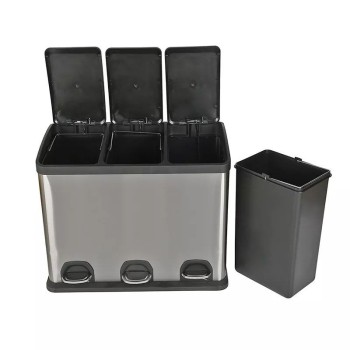CUBO RECICLAJE INOX SS C/PEDAL 3X15LTS