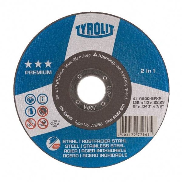 DISCO CORTE TYROLIT PREMIUM A46Q-BFXA ACERO 230X1,9 MM
